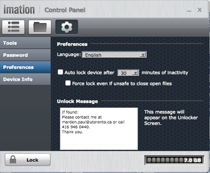 Imation Control Panel Lock